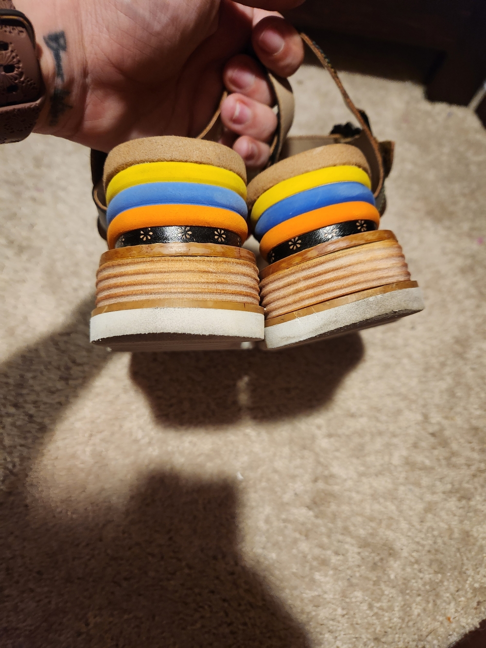 Women’s Multicolor Leaf Strap Platform Espadrille Sandals - Picture 7 of 7